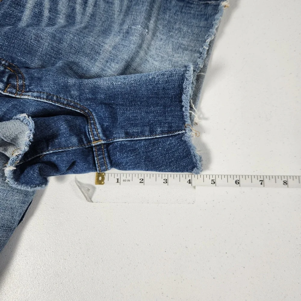 Madewell‎ High-Rise Denim Shorts Blue Raw Hem Size 28 Whiskered Summer Casual